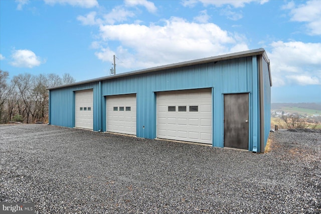 view of detached garage