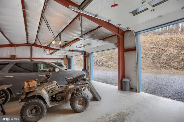 garage with a garage door opener