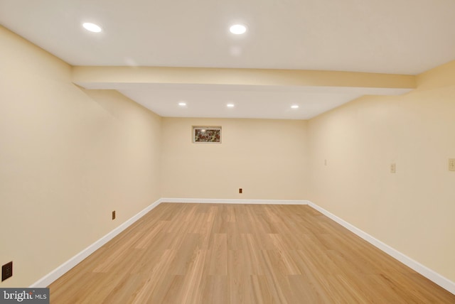 6135 Rainbow Dr, Elkridge, MD 21075 - finished basement featuring light wood-type flooring, baseboards, and recessed lighting