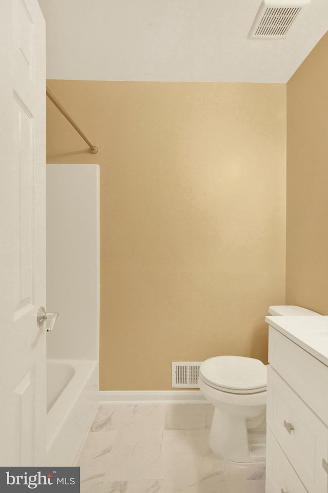 6135 Rainbow Dr, Elkridge, MD 21075 - full bath with toilet, marble finish floor, baseboards, and visible vents