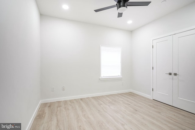 1143 Tasker St, Philadelphia, PA 19148 - unfurnished bedroom with recessed lighting, wood finished floors, a ceiling fan, a closet, and baseboards