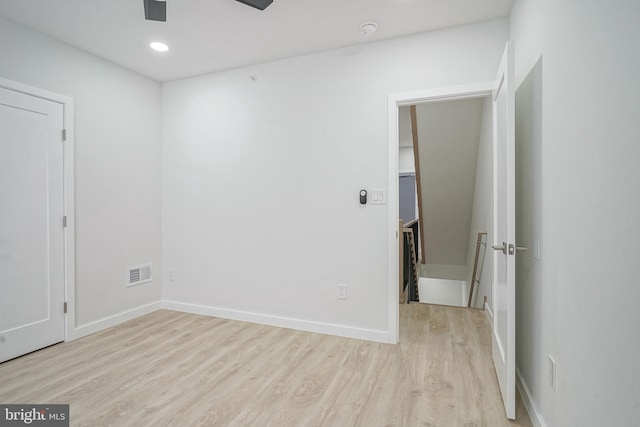 1143 Tasker St, Philadelphia, PA 19148 - spare room featuring wood finished floors, ceiling fan, baseboards, visible vents, and recessed lighting
