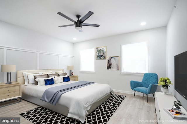 1143 Tasker St, Philadelphia, PA 19148 - bedroom featuring a ceiling fan, wood finished floors, and recessed lighting