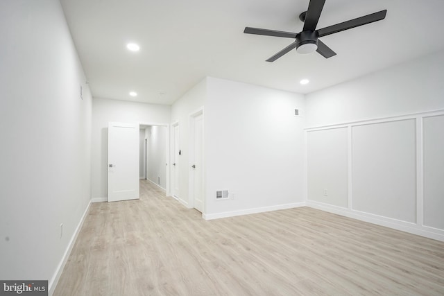 1143 Tasker St, Philadelphia, PA 19148 - spare room with ceiling fan, wood finished floors, visible vents, and recessed lighting