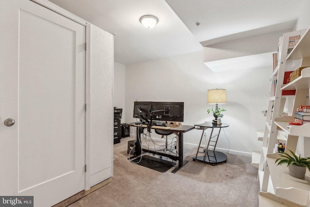 view of carpeted office space