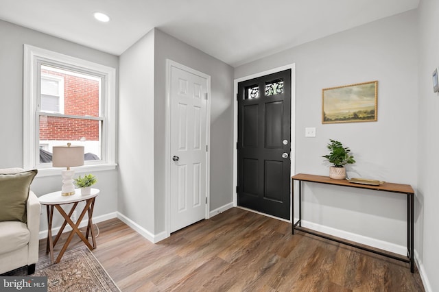 4319 Valley View Ave, Baltimore, MD 21206 - foyer featuring baseboards, wood finished floors, and recessed lighting