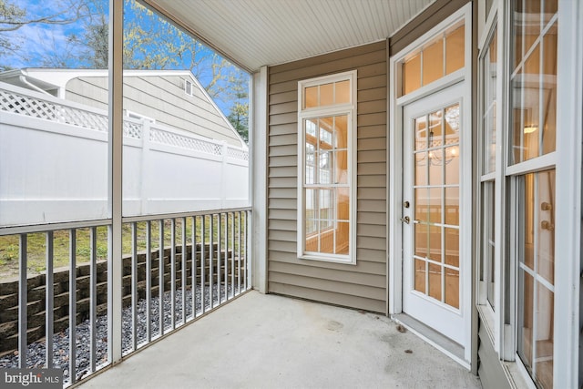 view of unfurnished sunroom