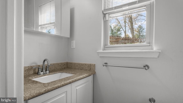 bathroom featuring plenty of natural light and vanity