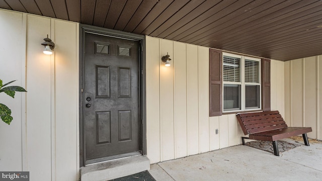 entrance to property with board and batten siding