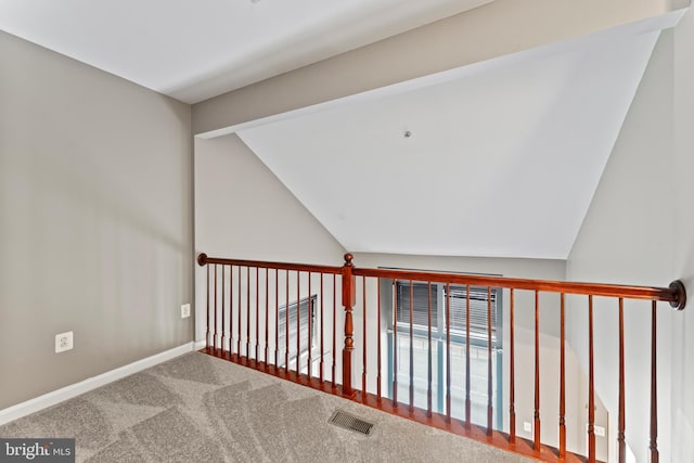 6319 Seton Ridge Dr, Baltimore, MD 21207 - interior space featuring visible vents, baseboards, carpet floors, and lofted ceiling