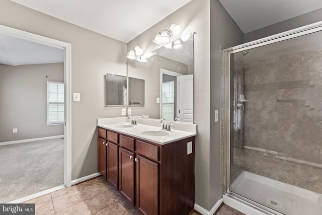 6319 Seton Ridge Dr, Baltimore, MD 21207 - bathroom featuring a sink, a shower stall, and double vanity