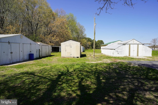 view of yard featuring an outbuilding and an outdoor structure