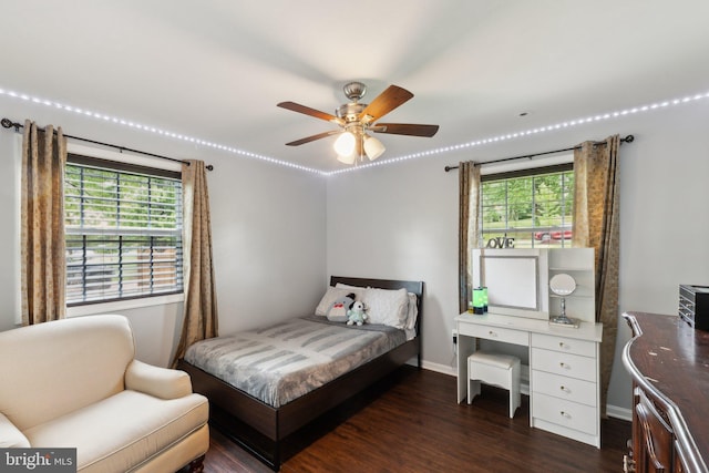 8412 Impalla Dr, Manassas, VA 20110 - bedroom with multiple windows, dark wood-style floors, and baseboards