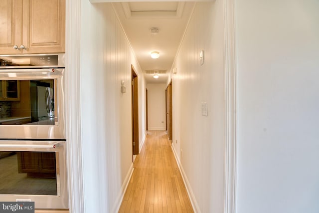 17634 Bruehl Rd, Upperco, MD 21155 - hall featuring light wood-style floors and crown molding