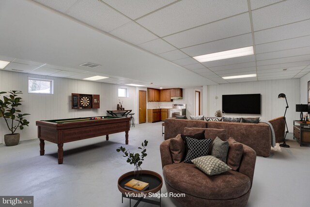 17634 Bruehl Rd, Upperco, MD 21155 - recreation room with a paneled ceiling and billiards