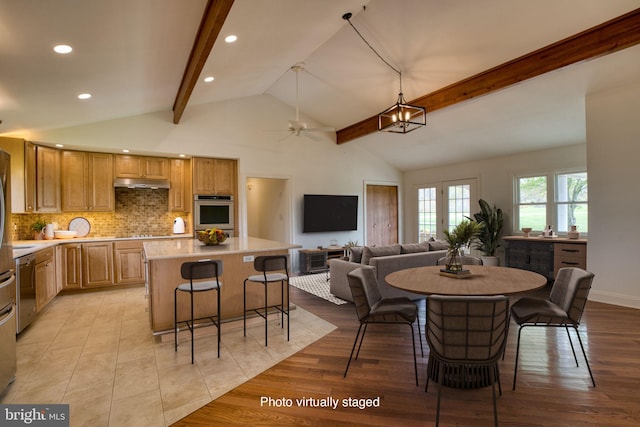 17634 Bruehl Rd, Upperco, MD 21155 - dining area featuring recessed lighting, ceiling fan, and light wood finished floors