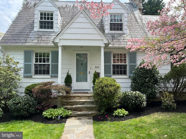 cape cod-style house with a chimney