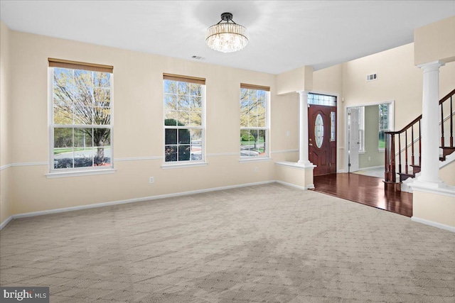 5 Klockner Ct, Lawrence Township, NJ 08648 - foyer with visible vents, baseboards, stairway, and carpet flooring