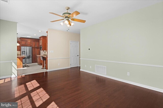 5 Klockner Ct, Lawrence Township, NJ 08648 - unfurnished living room featuring recessed lighting, light wood finished floors, visible vents, and a ceiling fan