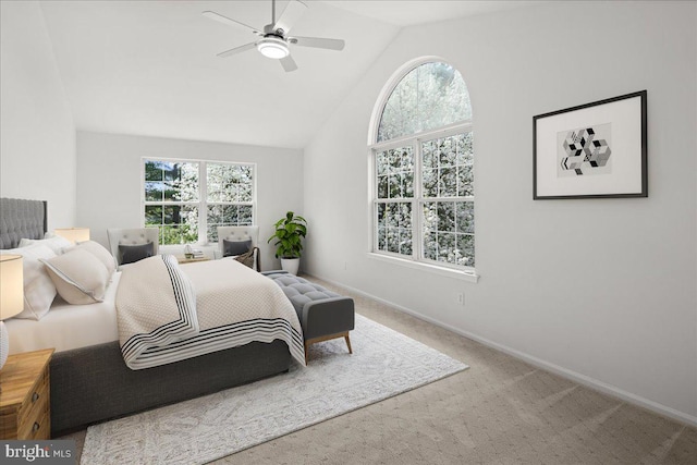 5 Klockner Ct, Lawrence Township, NJ 08648 - carpeted bedroom featuring baseboards, vaulted ceiling, and a ceiling fan