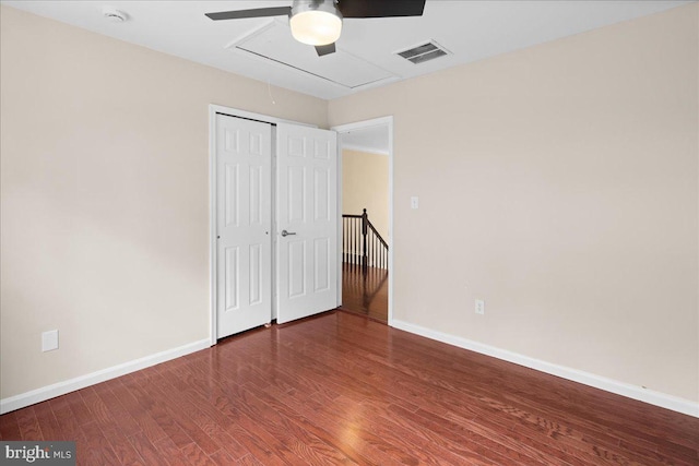5 Klockner Ct, Lawrence Township, NJ 08648 - unfurnished bedroom with a closet, baseboards, a ceiling fan, visible vents, and wood finished floors