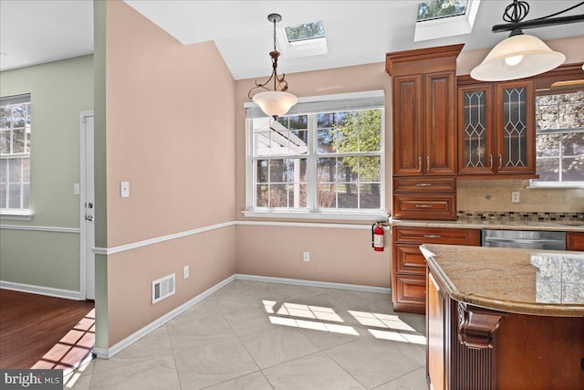 5 Klockner Ct, Lawrence Township, NJ 08648 - kitchen with stainless steel dishwasher, plenty of natural light, visible vents, and a skylight