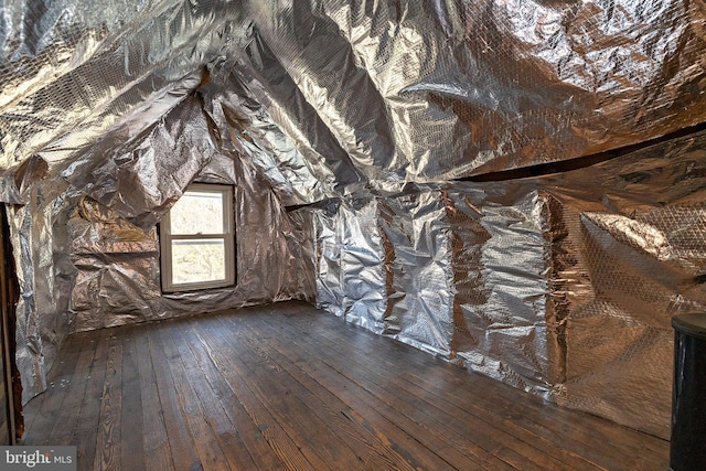 view of unfinished attic