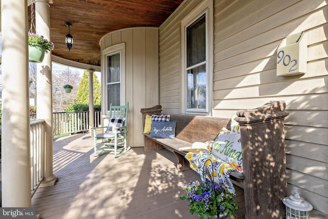 deck with a porch
