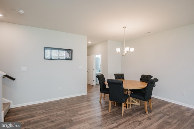 165 Correri St, Havre De Grace, MD 21078 - dining area with recessed lighting, a notable chandelier, dark wood-style floors, and baseboards