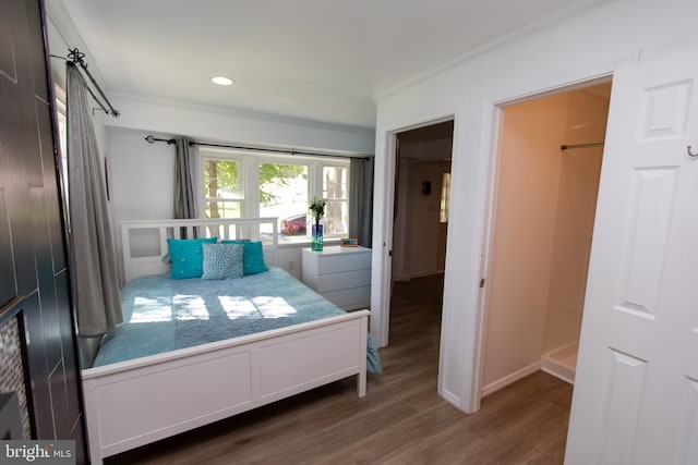 13909 Broomall Ln, Silver Spring, MD 20906 - bedroom with recessed lighting, baseboards, ornamental molding, and wood finished floors