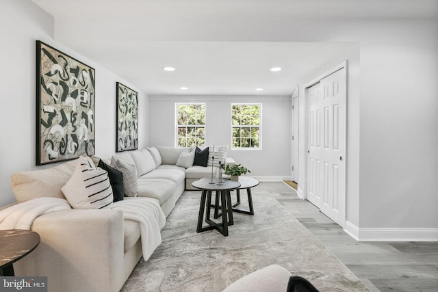 1302 Ashbridge Rd, West Chester, PA 19380 - living room featuring wood finished floors, baseboards, and recessed lighting