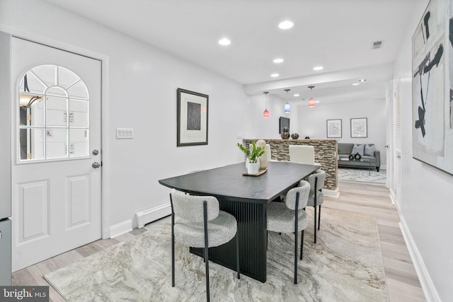 1302 Ashbridge Rd, West Chester, PA 19380 - dining area featuring light wood-style flooring, recessed lighting, and baseboards