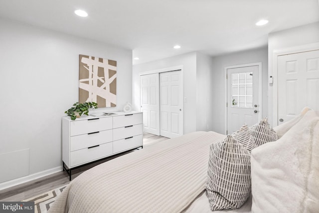 1302 Ashbridge Rd, West Chester, PA 19380 - bedroom featuring light wood-type flooring, recessed lighting, baseboards, and a closet