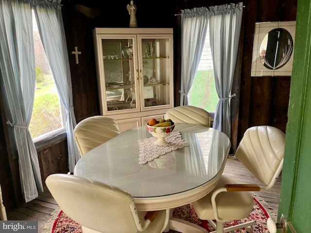 dining room with wood finished floors and a wealth of natural light