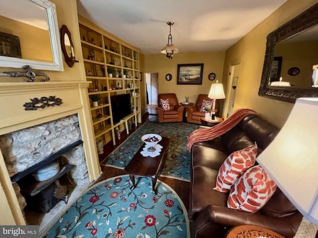 sitting room featuring a fireplace