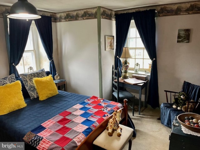 bedroom featuring carpet flooring