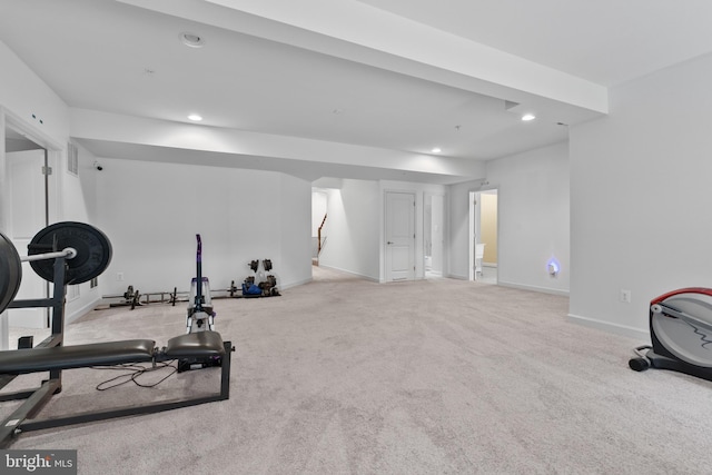 7027 Sand Cherry Way, Clinton, MD 20735 - exercise room with recessed lighting, baseboards, and carpet flooring
