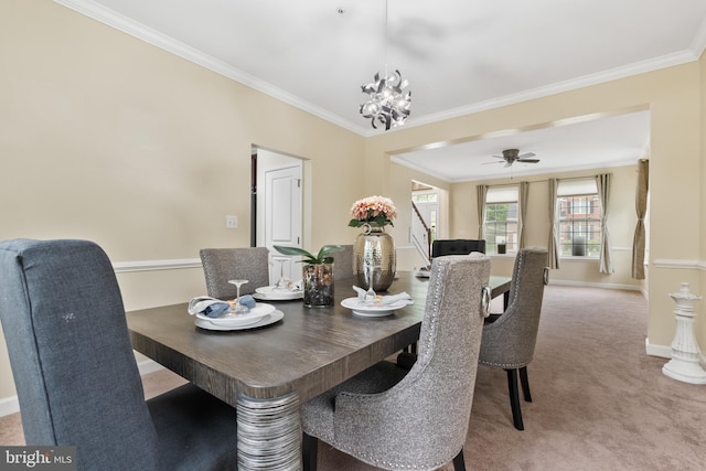 7027 Sand Cherry Way, Clinton, MD 20735 - carpeted dining room with ornamental molding, baseboards, and a chandelier