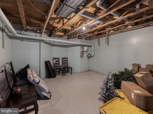 view of unfinished basement