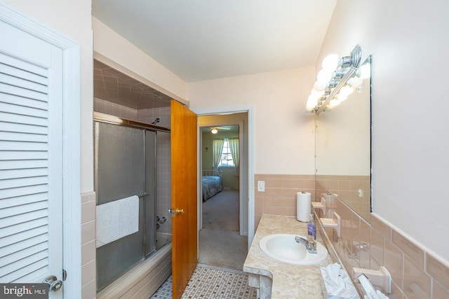 1713 Marla Pl, Vineland, NJ 08361 - bathroom with a stall shower, vanity, and tile walls