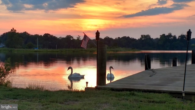 view of dock featuring a water view