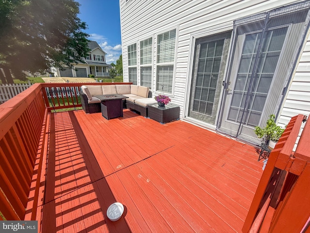 10861 Smugglers Notch Ct, White Plains, MD 20695 - deck featuring an outdoor living space with a fire pit