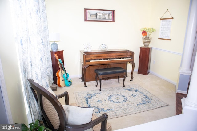 10861 Smugglers Notch Ct, White Plains, MD 20695 - sitting room with ornate columns, baseboards, and carpet flooring