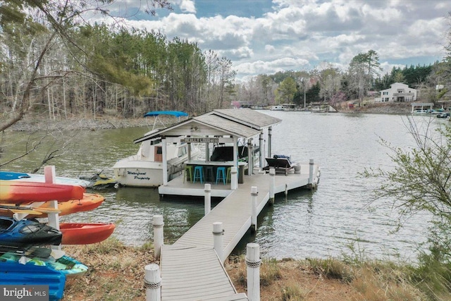 view of dock featuring a water view