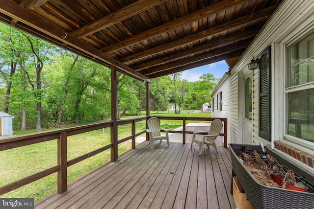 deck with a yard
