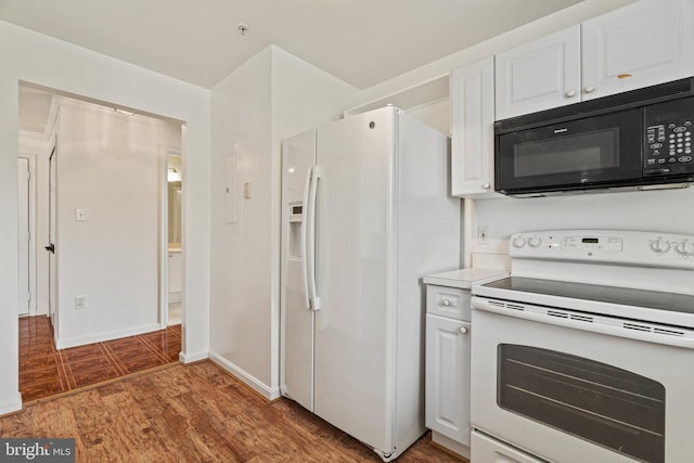 20605 Cornstalk Ter Unit 201, Ashburn, VA 20147 - kitchen featuring white appliances, white cabinetry, baseboards, and light countertops