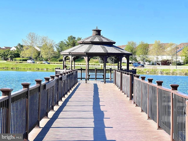 20605 Cornstalk Ter Unit 201, Ashburn, VA 20147 - view of dock with a water view and a gazebo
