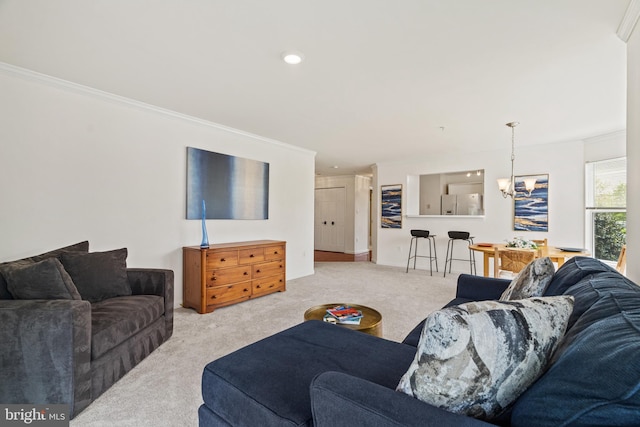 20605 Cornstalk Ter Unit 201, Ashburn, VA 20147 - living room with recessed lighting, ornamental molding, and light carpet
