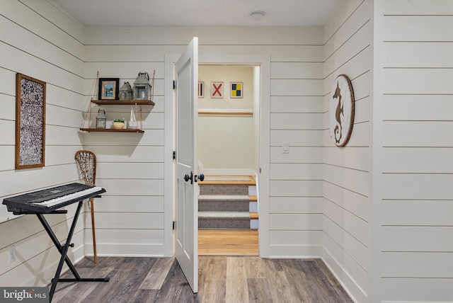 208 Wardour Dr, Annapolis, MD 21401 - interior space with wood walls and dark wood-style flooring