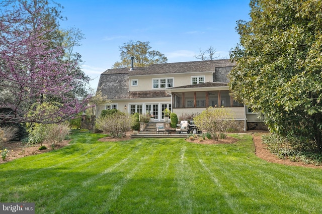 208 Wardour Dr, Annapolis, MD 21401 - rear view of property with a sunroom, french doors, and a yard